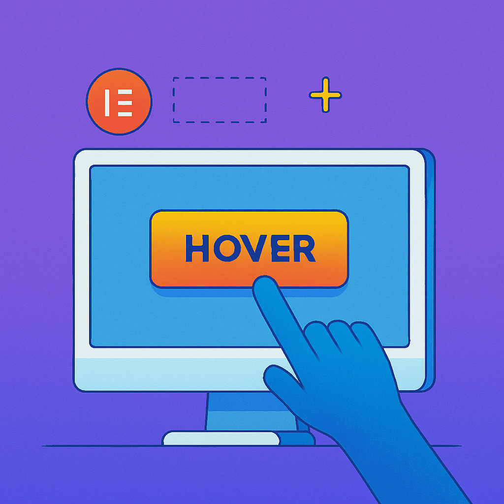 Illustration représentant l’ajout d’effets de survol dynamiques et fluides dans une interface web avec Elementor