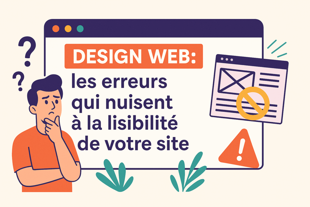 Illustration représentant des erreurs de design web liées à la lisibilité d’un site internet